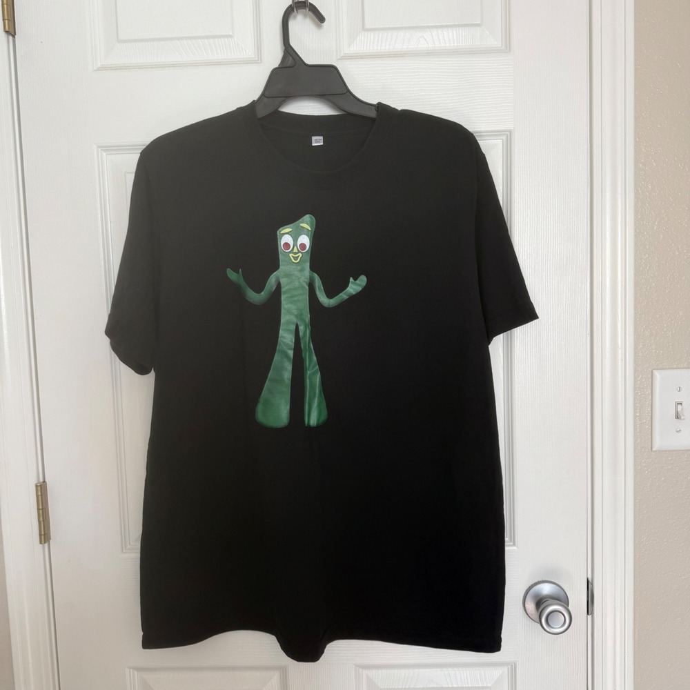 Gumby Graphic T-Shirt Black Short Sleeve Crew Neck Top Size 2XL